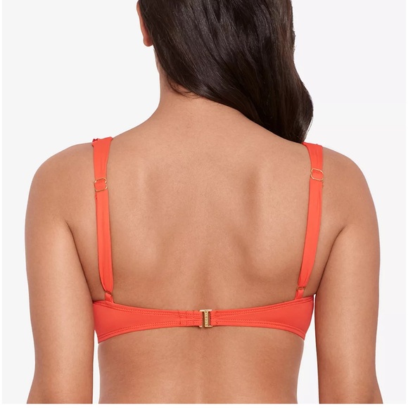 Lauren Ralph Lauren beach club solid ruffle bikini top swim orange sunset 12 - Picture 2 of 8